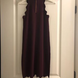 Ted Baker Rickrack Trim Knit Shift Dress (Oxblood)
